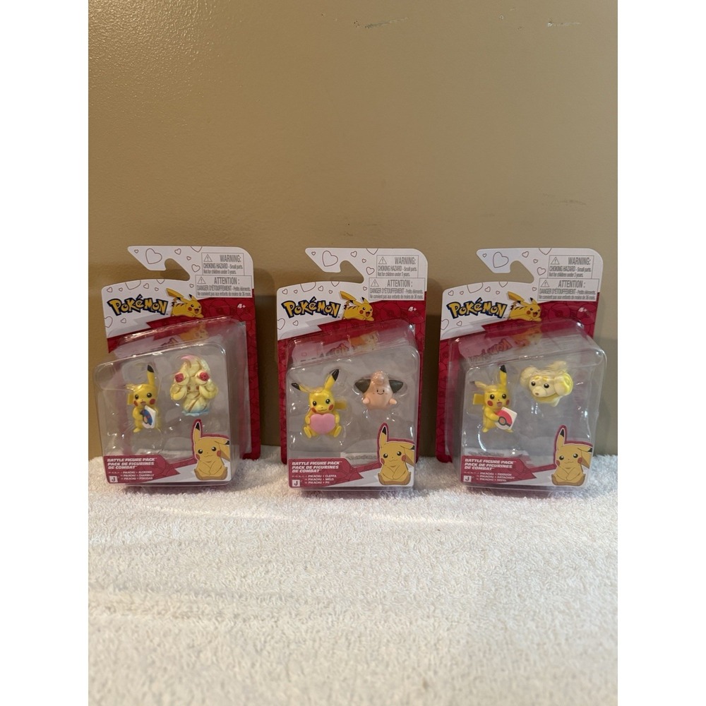 Jazwares Pokémon Battle Figure Pack Pikachu Alcremie Cleffa Fidough Charmily